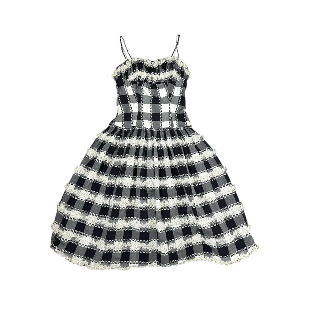 Vintage | 1950’s True Vintage Lou-Ette California Gigham Ruffle and Lace Dress - Picture 1 of 15